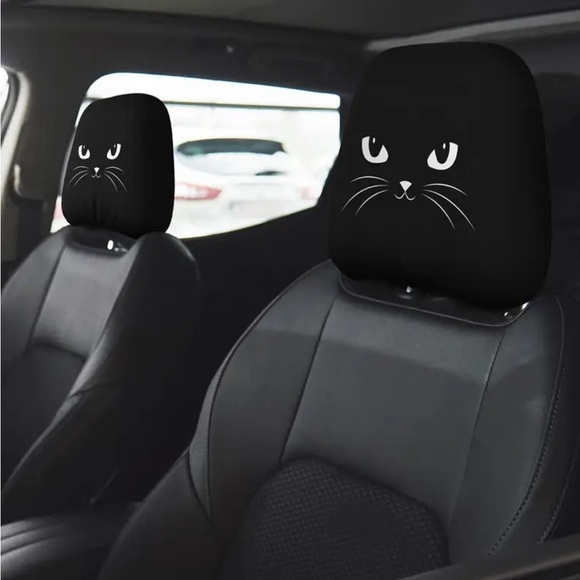 Other - 2pcs Black Cat Car Seat Headrest Covers NIP